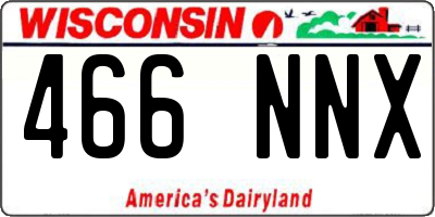 WI license plate 466NNX
