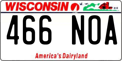 WI license plate 466NOA