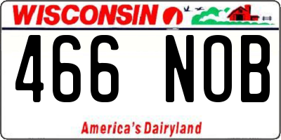 WI license plate 466NOB