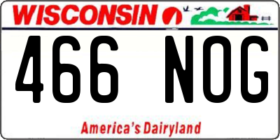 WI license plate 466NOG