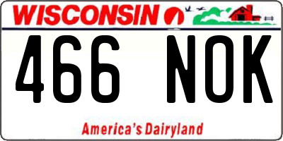 WI license plate 466NOK