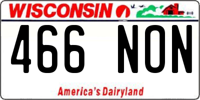 WI license plate 466NON