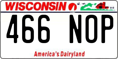 WI license plate 466NOP
