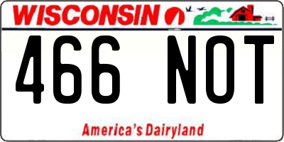 WI license plate 466NOT