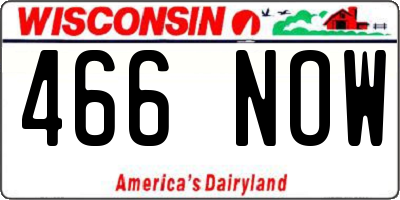 WI license plate 466NOW