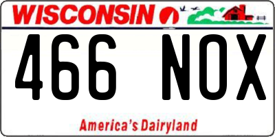 WI license plate 466NOX