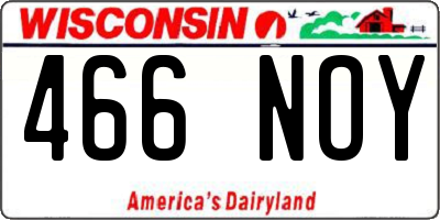 WI license plate 466NOY