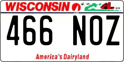 WI license plate 466NOZ