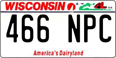 WI license plate 466NPC