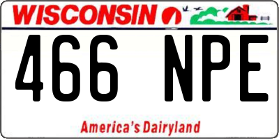 WI license plate 466NPE