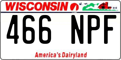 WI license plate 466NPF