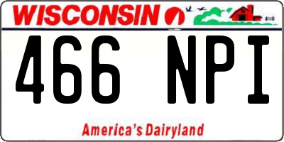WI license plate 466NPI