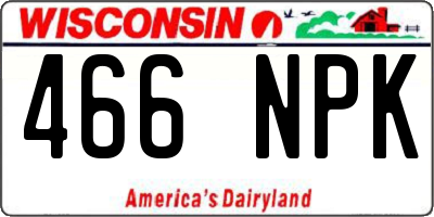 WI license plate 466NPK
