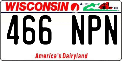 WI license plate 466NPN