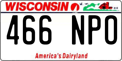 WI license plate 466NPO