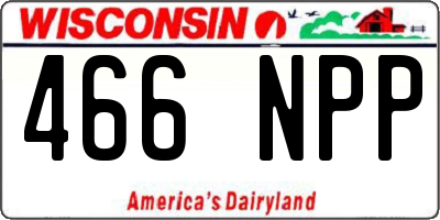 WI license plate 466NPP
