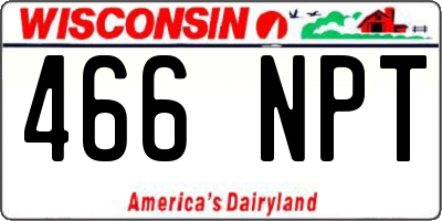 WI license plate 466NPT