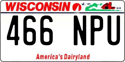 WI license plate 466NPU
