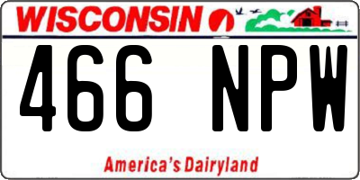 WI license plate 466NPW