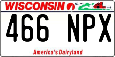 WI license plate 466NPX