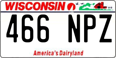 WI license plate 466NPZ
