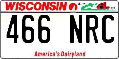 WI license plate 466NRC