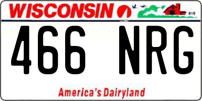 WI license plate 466NRG