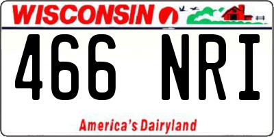 WI license plate 466NRI