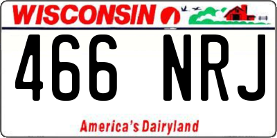 WI license plate 466NRJ