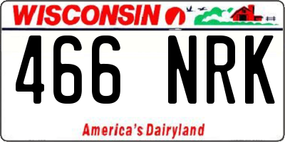 WI license plate 466NRK