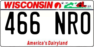 WI license plate 466NRO