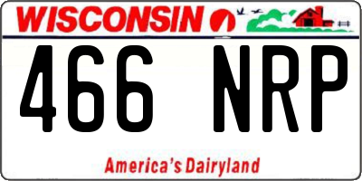 WI license plate 466NRP