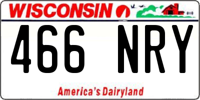 WI license plate 466NRY