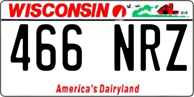 WI license plate 466NRZ