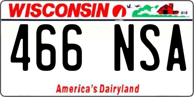WI license plate 466NSA