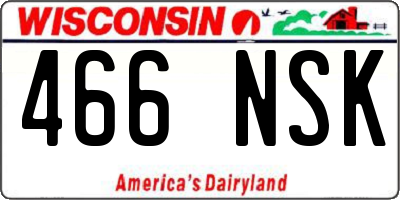 WI license plate 466NSK