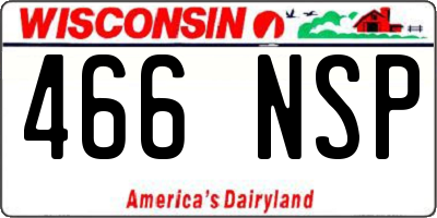 WI license plate 466NSP