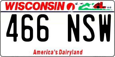 WI license plate 466NSW