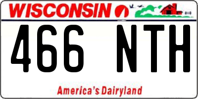 WI license plate 466NTH