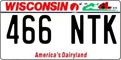 WI license plate 466NTK