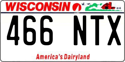 WI license plate 466NTX