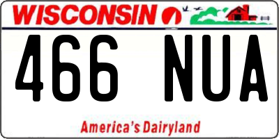 WI license plate 466NUA