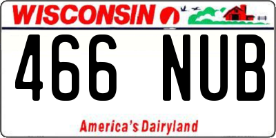 WI license plate 466NUB