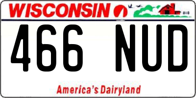 WI license plate 466NUD
