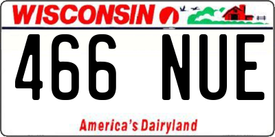 WI license plate 466NUE
