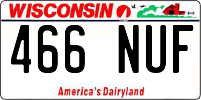 WI license plate 466NUF