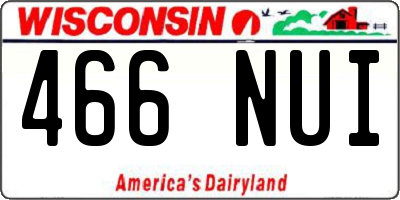 WI license plate 466NUI