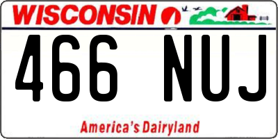 WI license plate 466NUJ