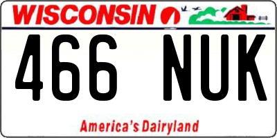 WI license plate 466NUK