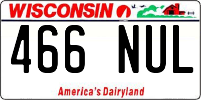 WI license plate 466NUL